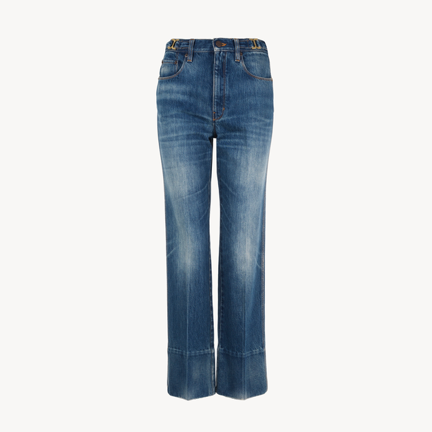 Straight cropped jeans in denim - 8