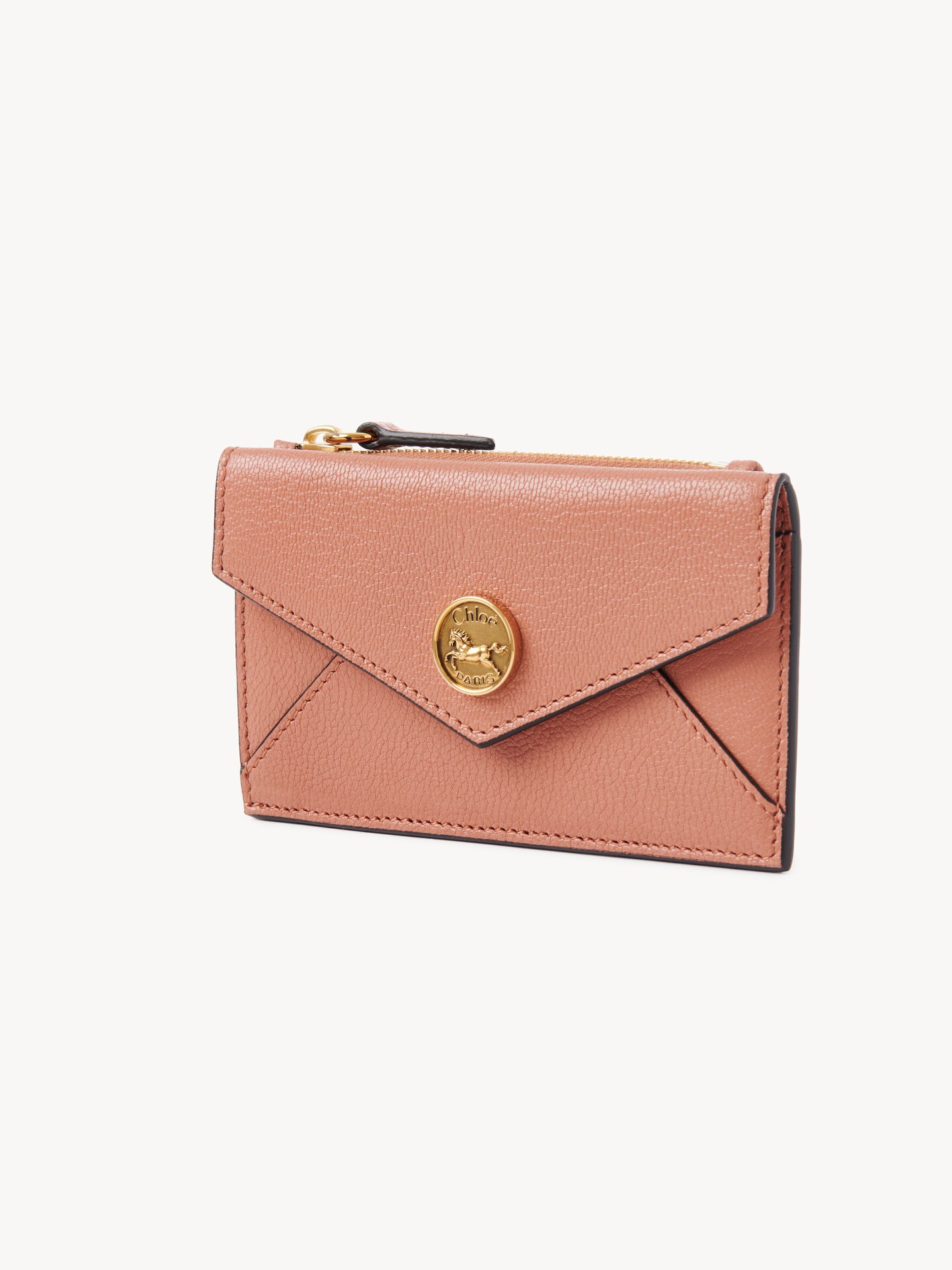 Small Envelope purse with card slots in grained leather - 3