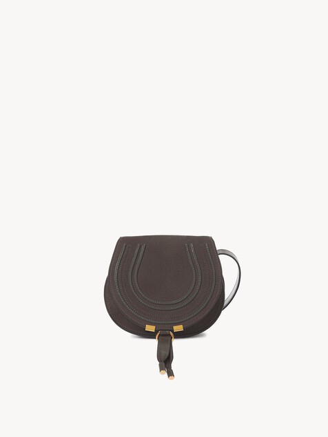 Small Marcie saddle bag in suede leather