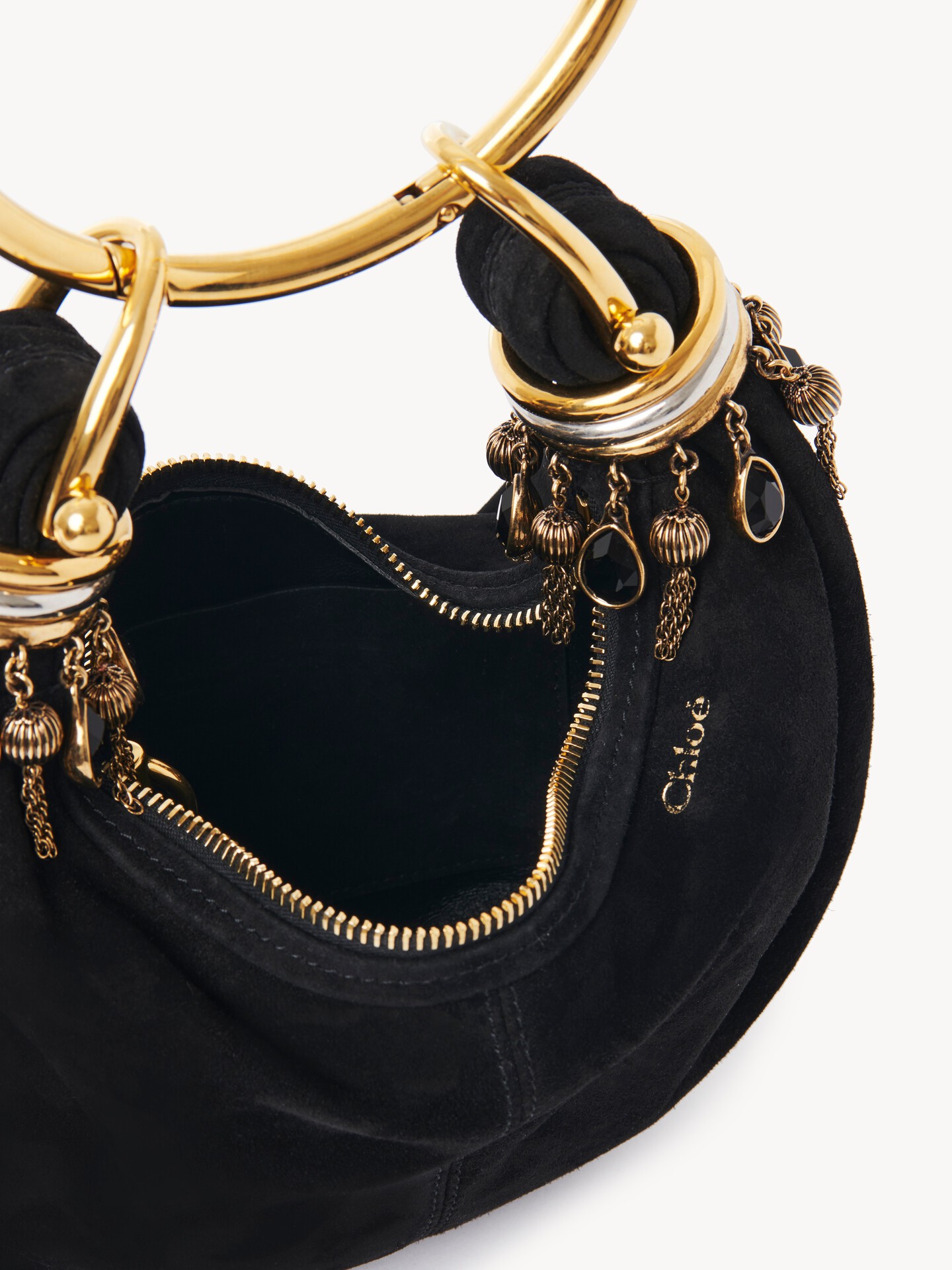 Mini Beaded Bracelet Hobo bag in suede leather - 7