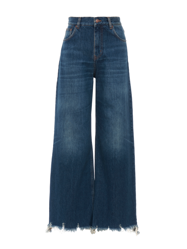 Cropped wide-leg jeans in denim - 1