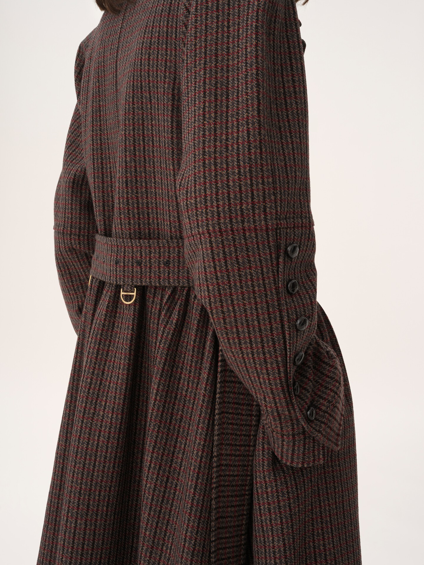 Double-breasted riding coat in houndstooth wool - 7
