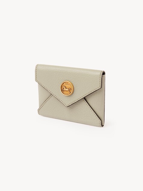 Envelope card holder in grained leather