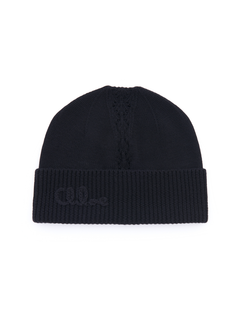 KUT3The Chloé Lace Knit beanie in wool & lace jacquard