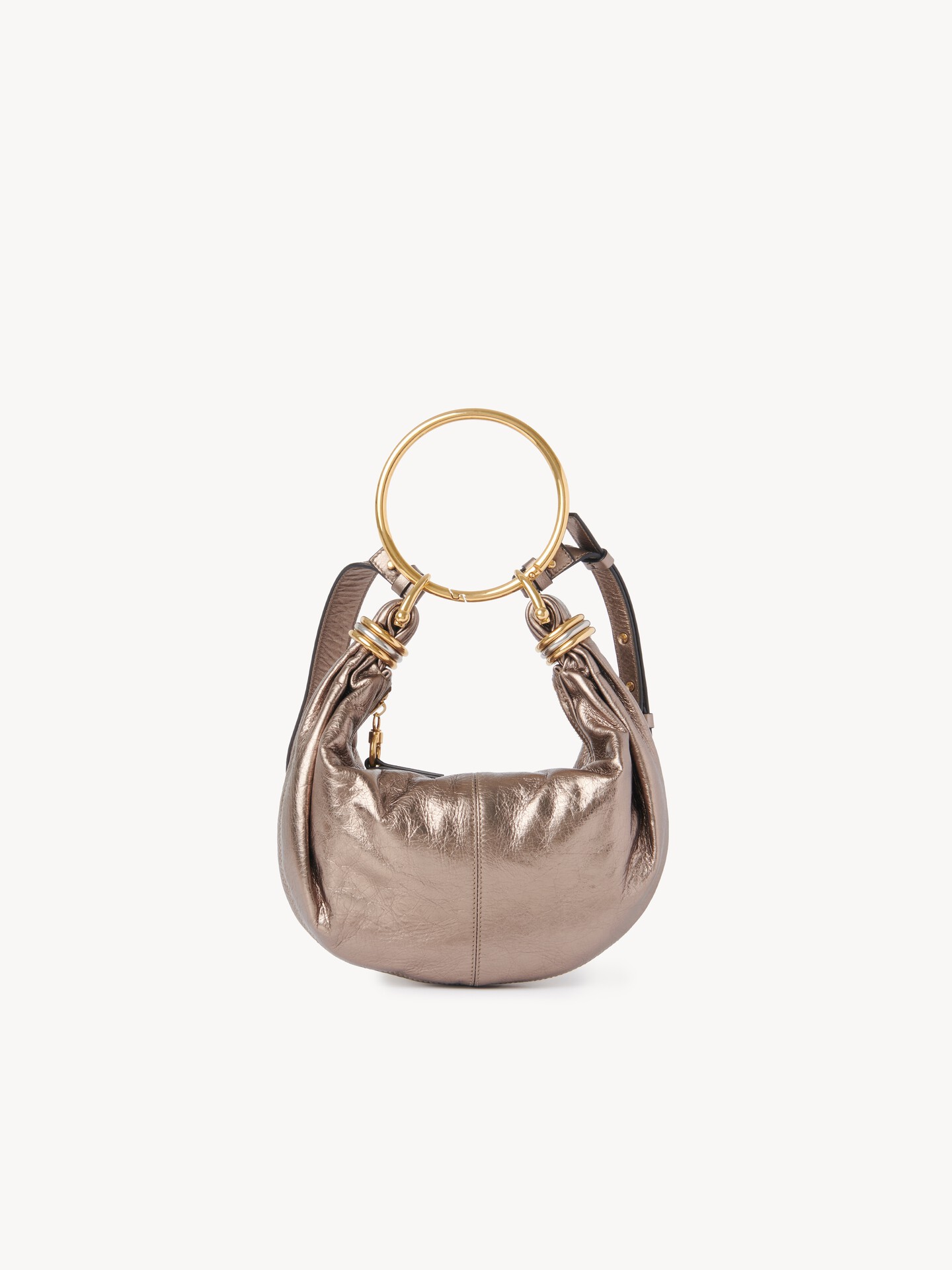 Small Bracelet Hobo bag in metallised leather - 8