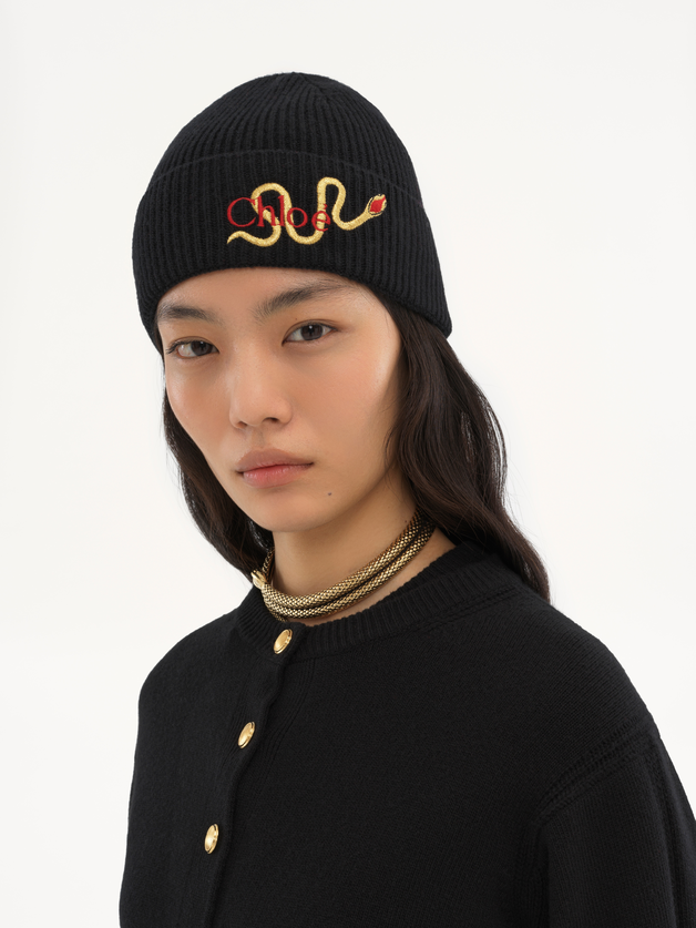 The Chloé Snake beanie in wool & cashmere knit - 12