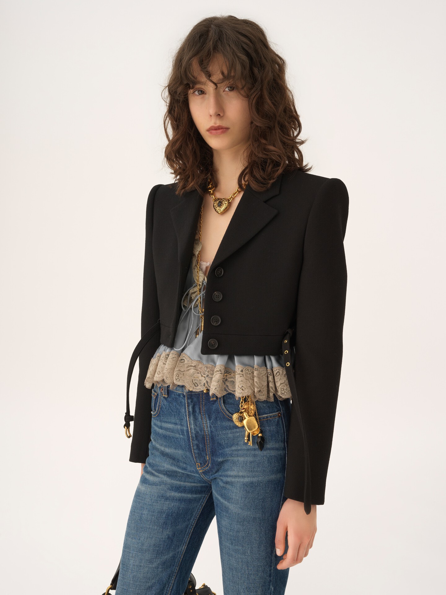 Cropped Spencer jacket in wool crêpe - 4
