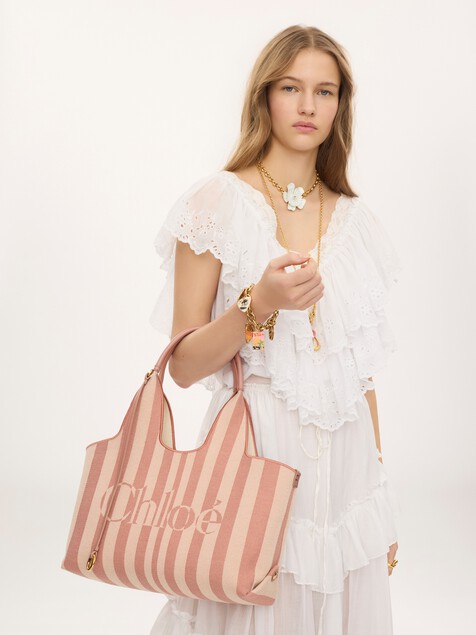 Chlo&eacute; Stripy east-west tote bag in jacquard