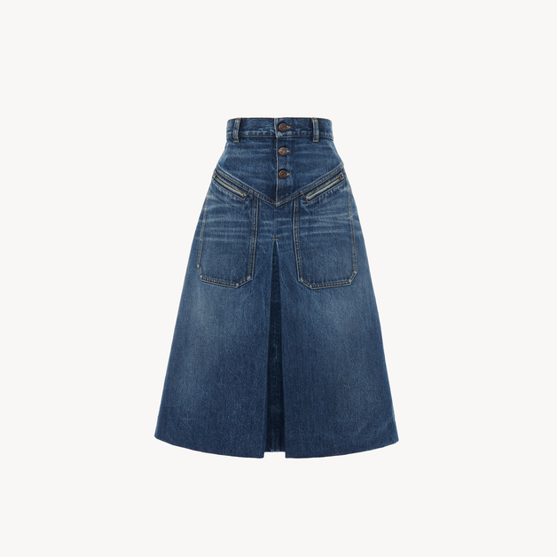 Knee-length skirt in denim - 8