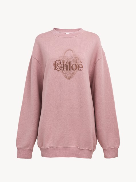 Oversized logo jumper in chin&eacute; fleece