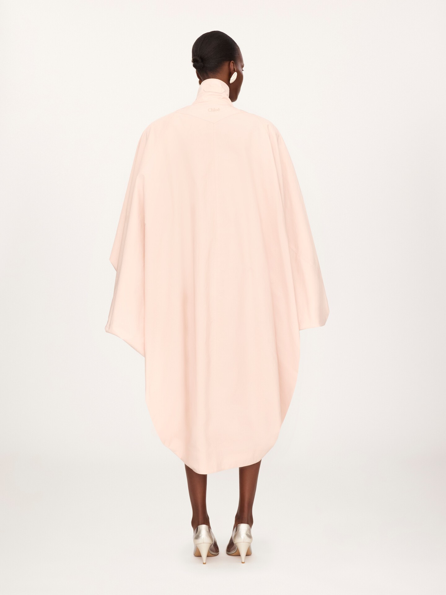 Oversized high-neck cape coat in cotton poplin - 5