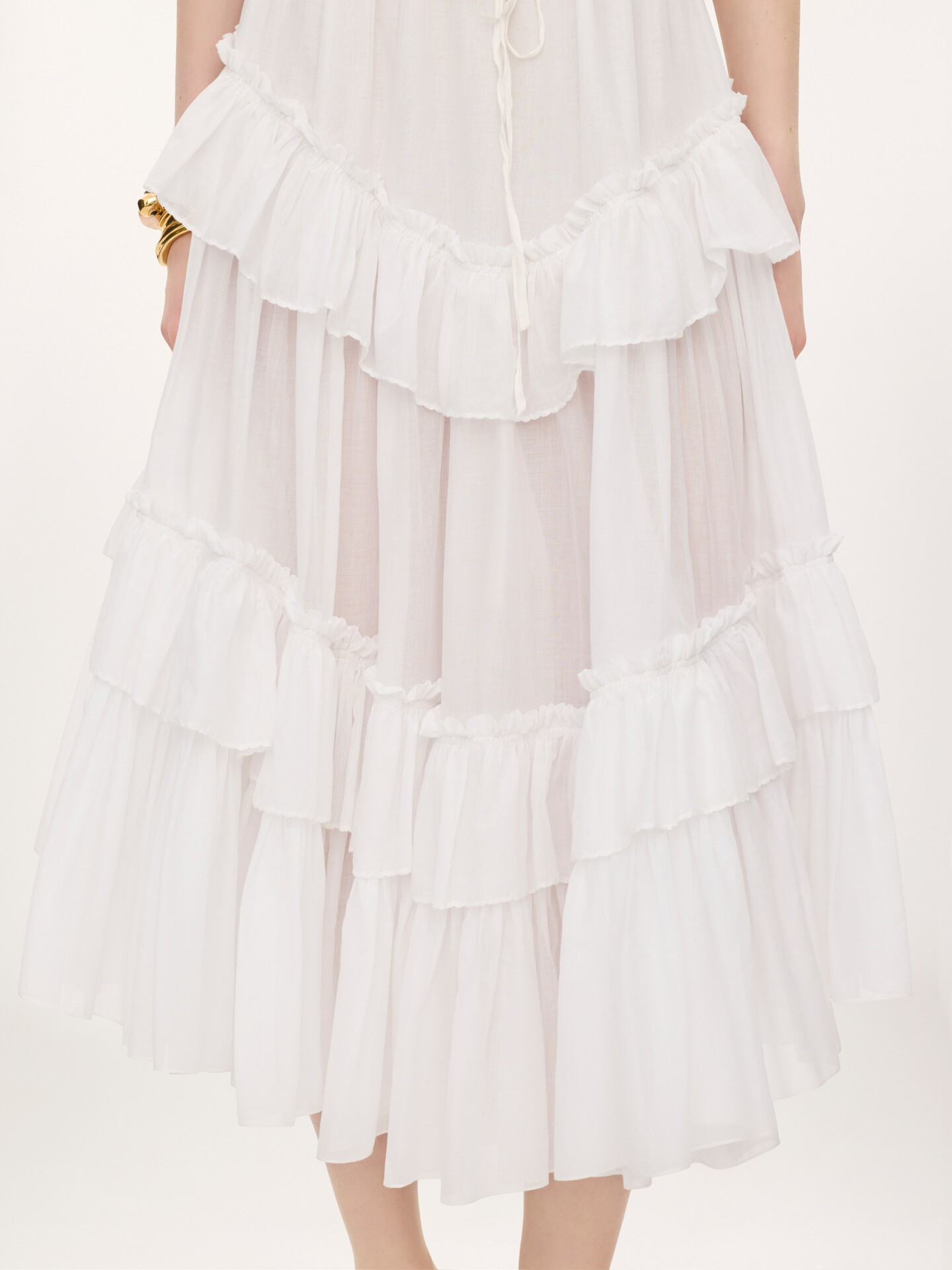 Layered ruffled midi skirt in cotton voile - 7