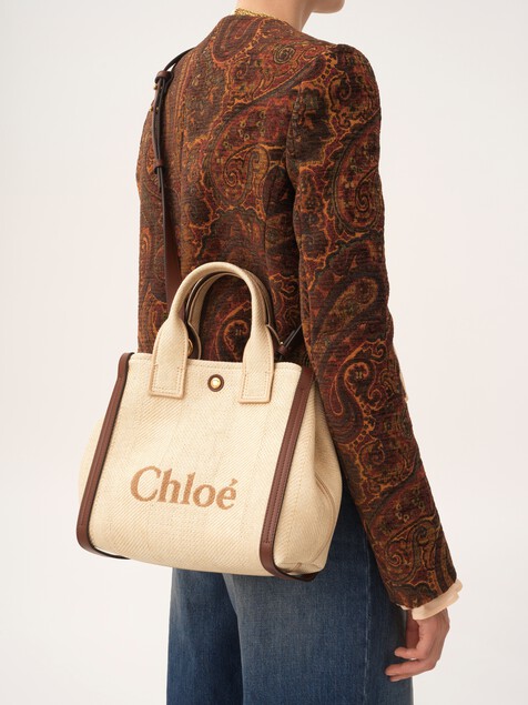 Small Chloé Carry tote bag in raffia-effect fibres