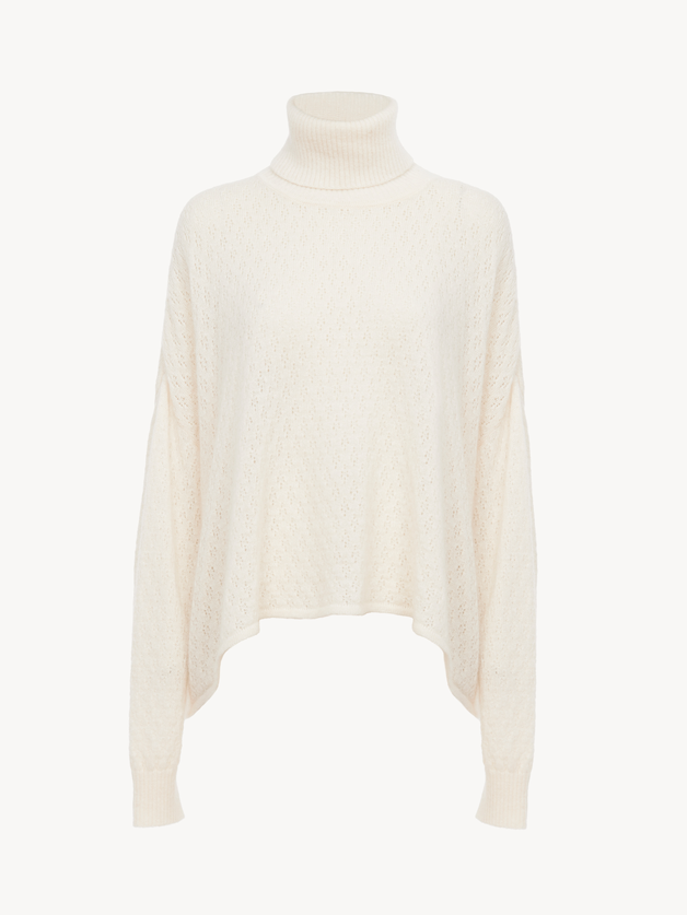 Generous turtleneck sweater in pointelle knit - 4