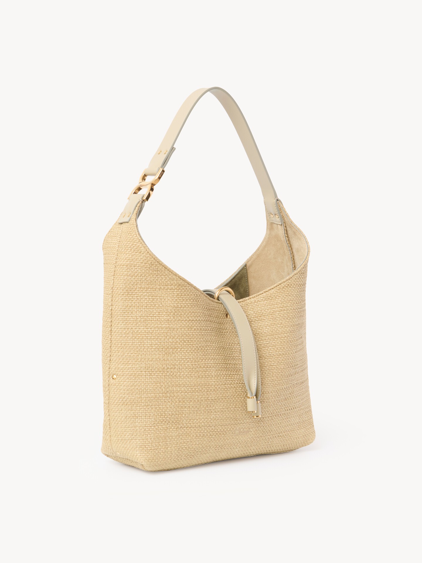Small Marcie hobo bag in raffia-effect fibres - 5