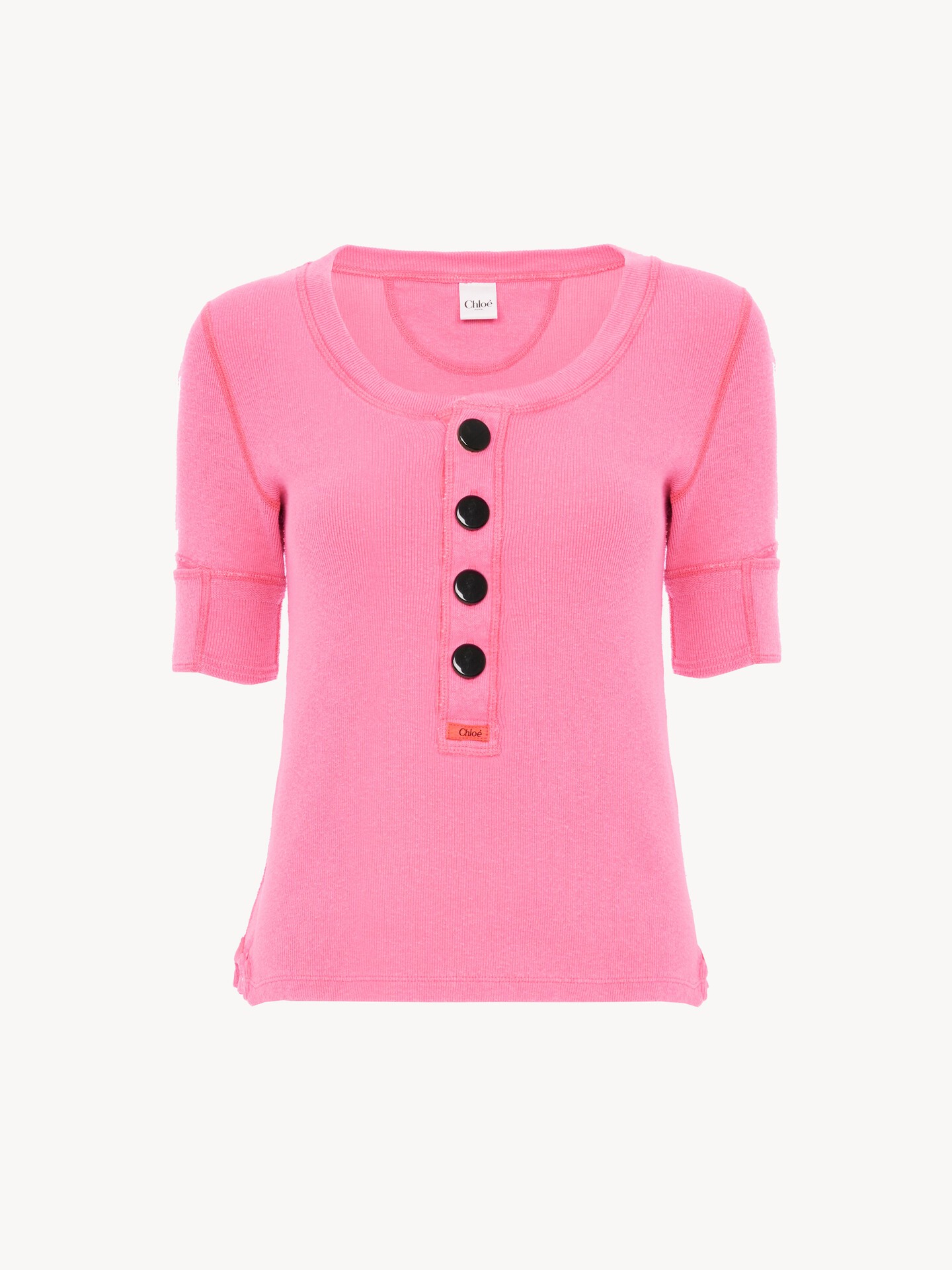 Short-sleeve Henley shirt in cotton jersey - 1