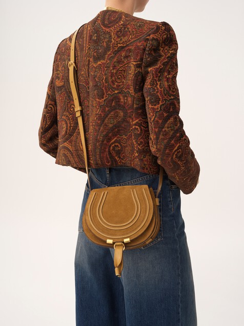 Small Marcie saddle bag in suede leather