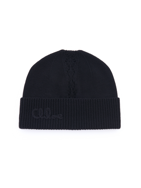 The Chloé Lace Knit beanie in wool & lace jacquard