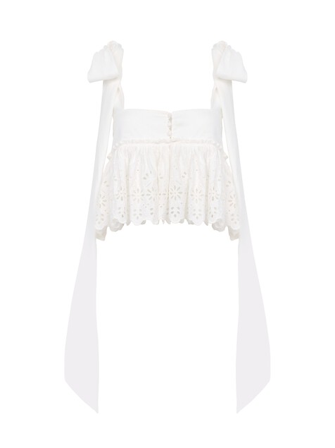 Tie-strap cropped top in soft cotton