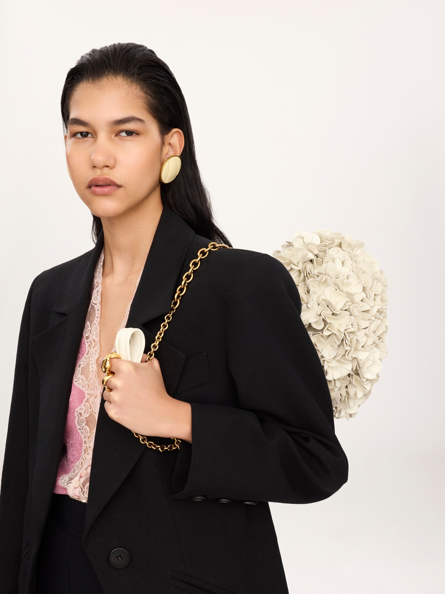 Chlo&eacute; Pliss&eacute; shoulder bag with chain in leather with flowers - 3