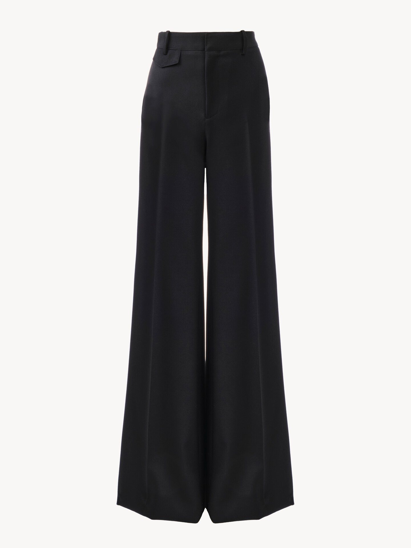 High-rise flared trousers in wool grain de poudre - 1