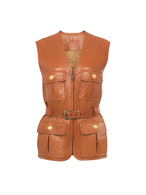 Utilitarian vest in soft leather