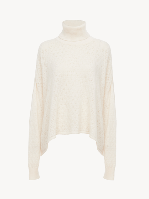 Generous turtleneck sweater in pointelle knit