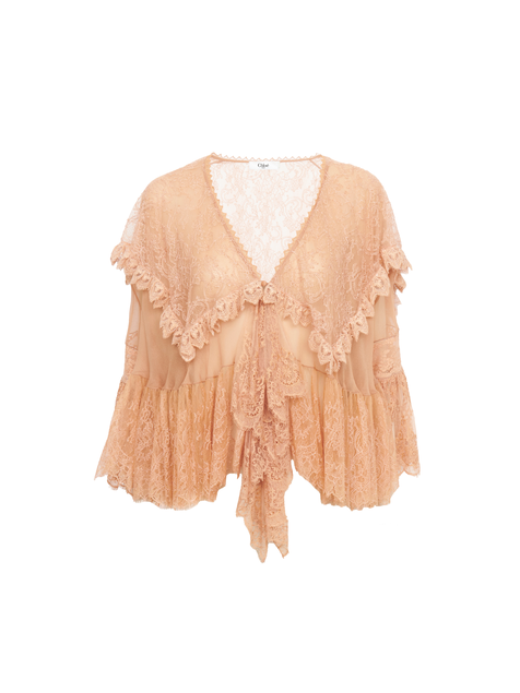 Fluid top in silk lace