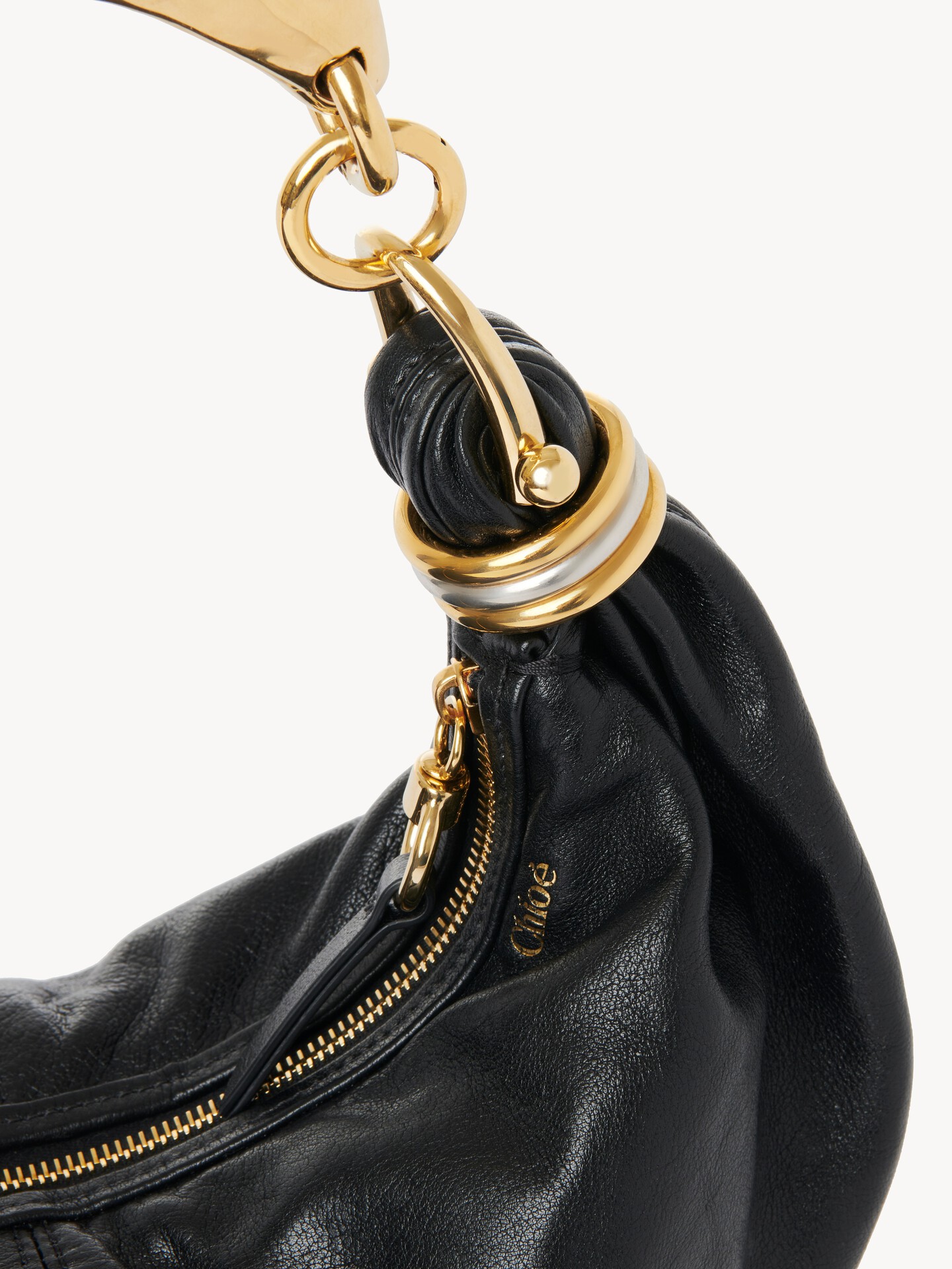 Small Bracelet Hobo Bag in grained leather - 6