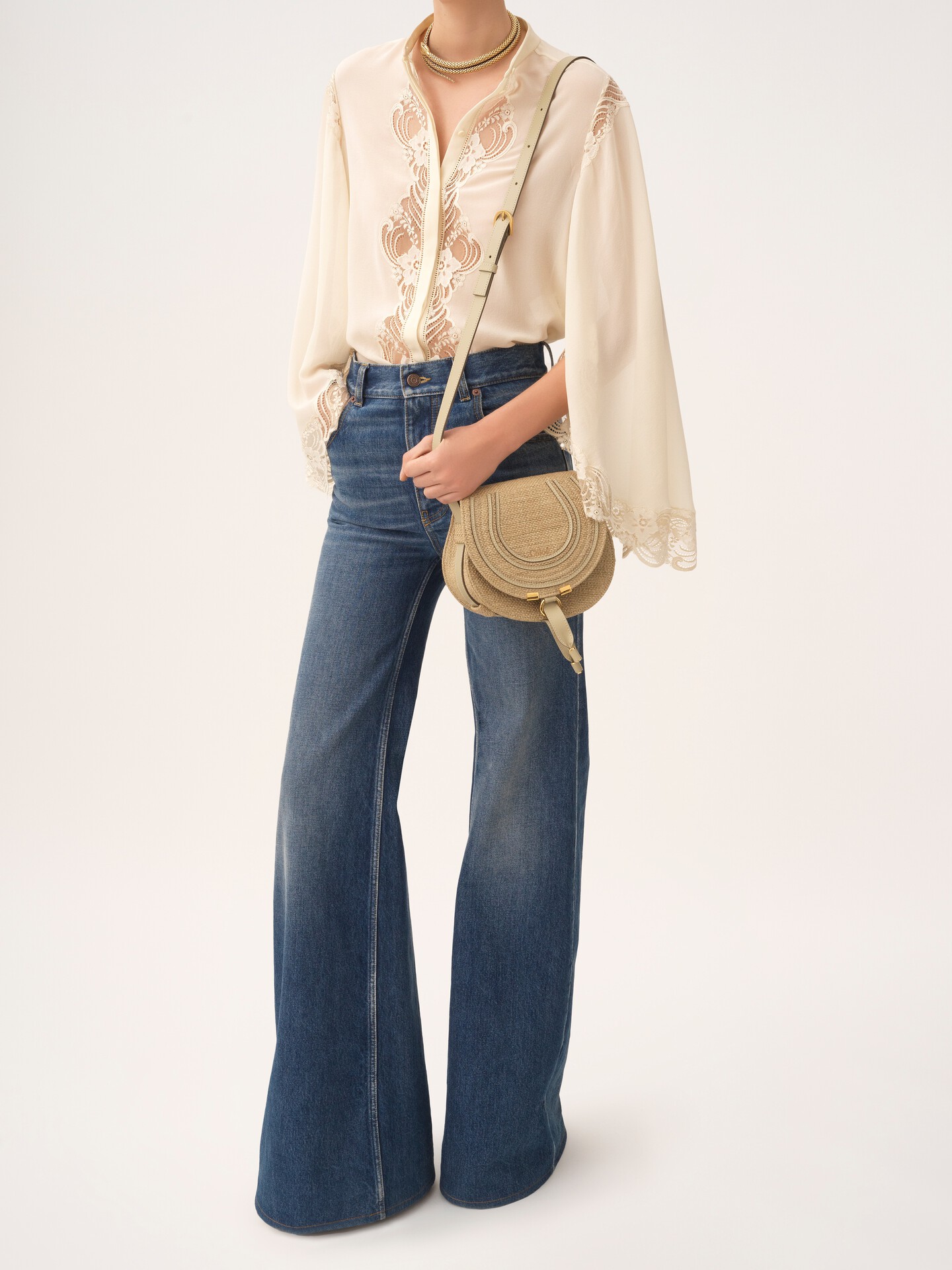 Small Marcie saddle bag in raffia-effect fibres - 3