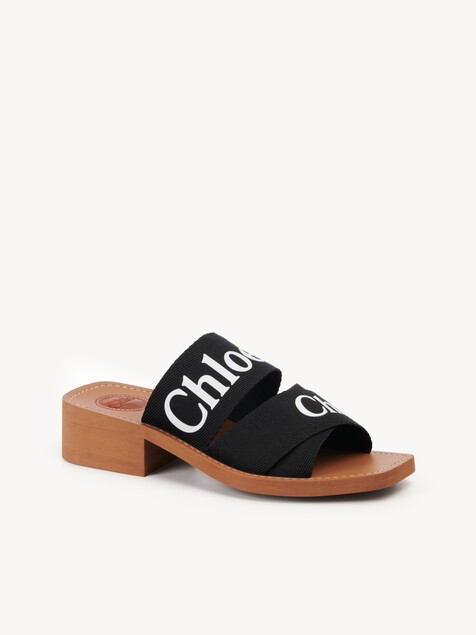 Woody heeled mule