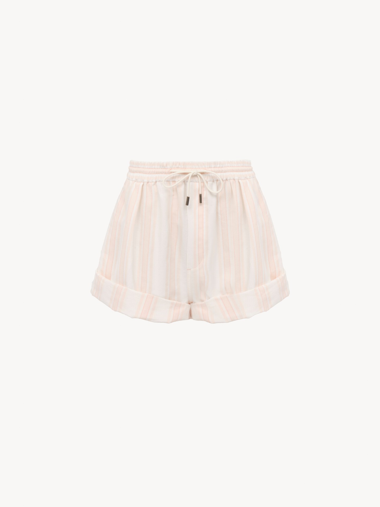 Turn-up drawstring shorts in cotton - 1