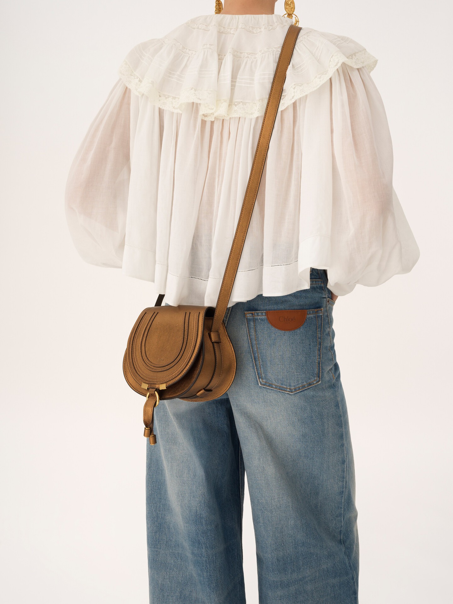 Small Marcie saddle bag in metallic leather - 3