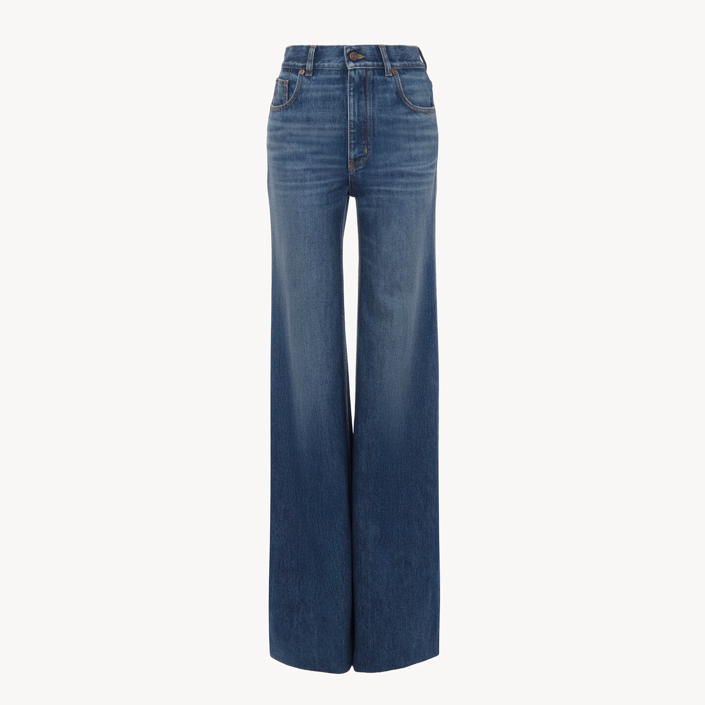 High-rise flare jeans in denim - 8
