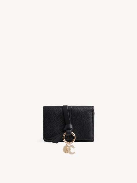 Mini Alphabet tri-fold in grained leather