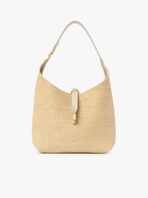 Small Marcie hobo bag in raffia-effect fibres