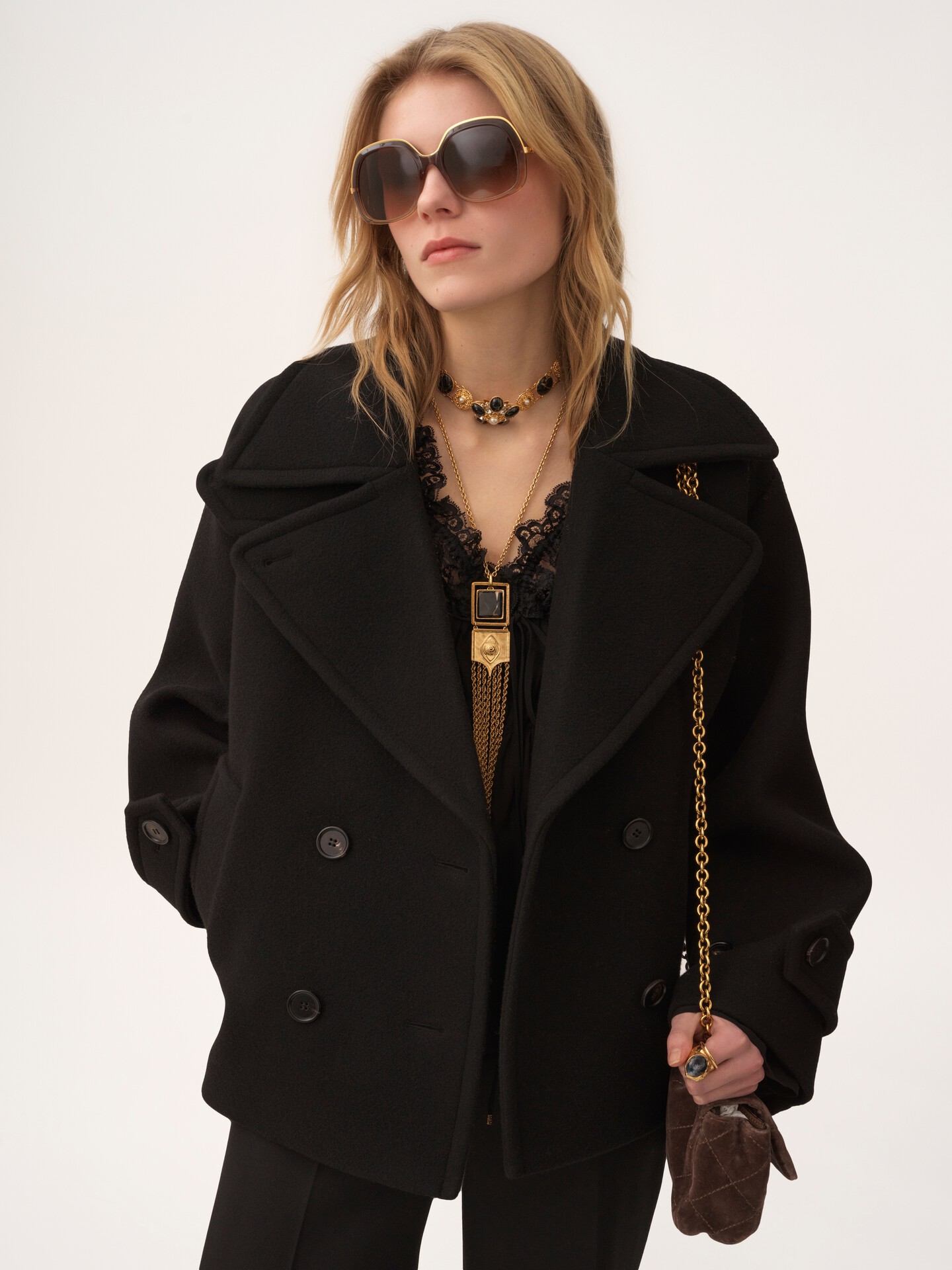 Oversized short coat in wool - 5
