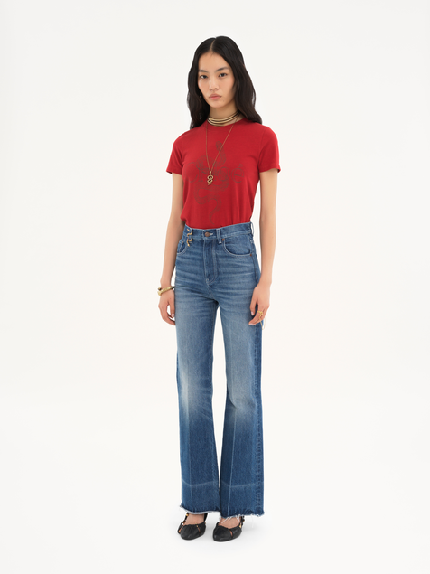 High-rise bootcut jeans in denim