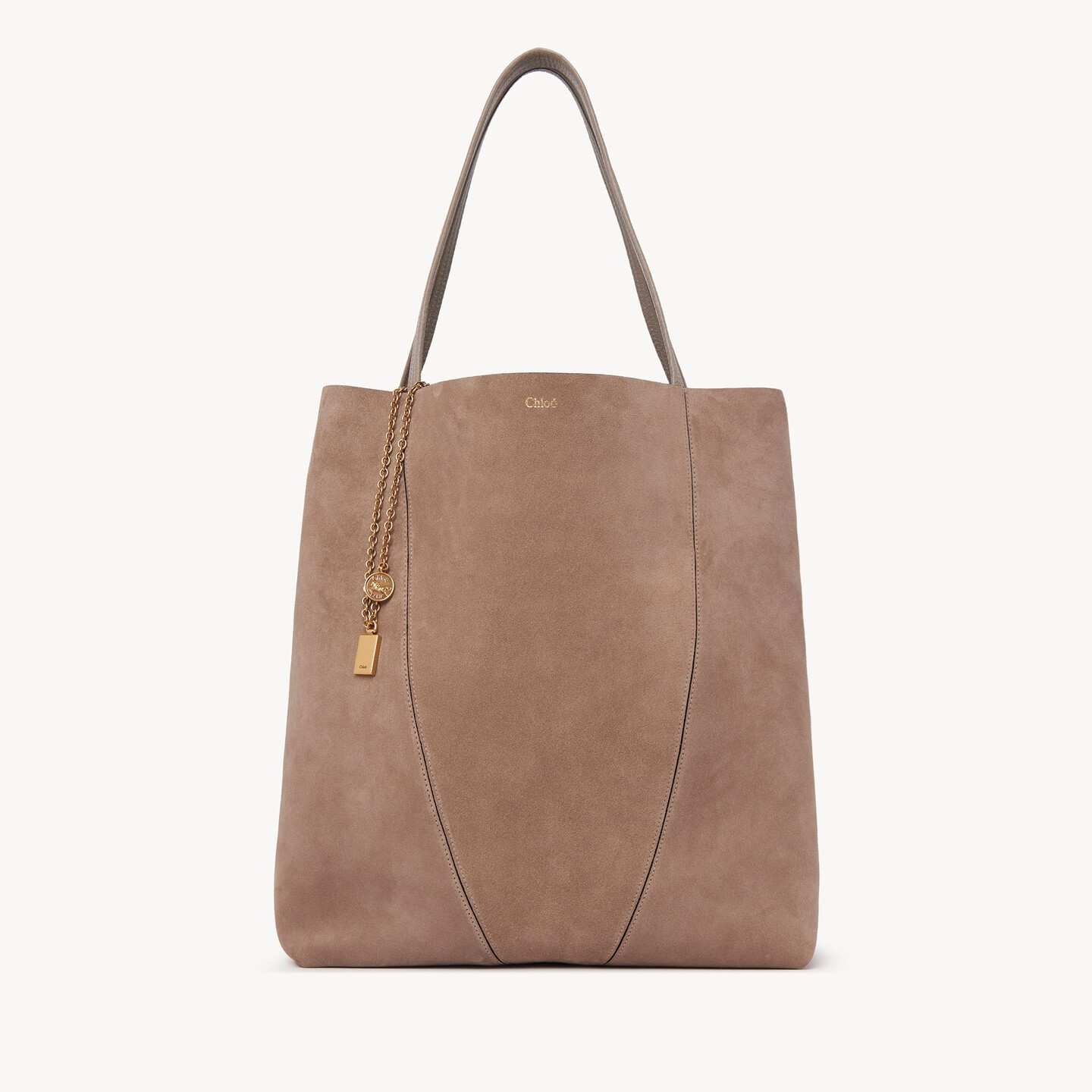 Large Chloé Spin tote bag in suede leather - 9