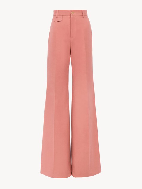 High-rise flared trousers in cotton canvas
