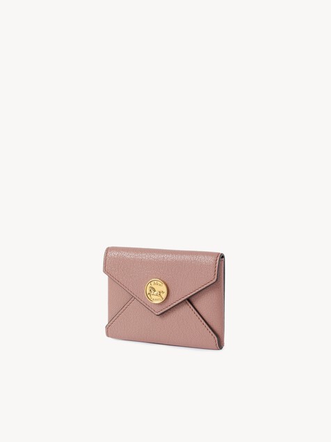 Envelope card holder in grained leather