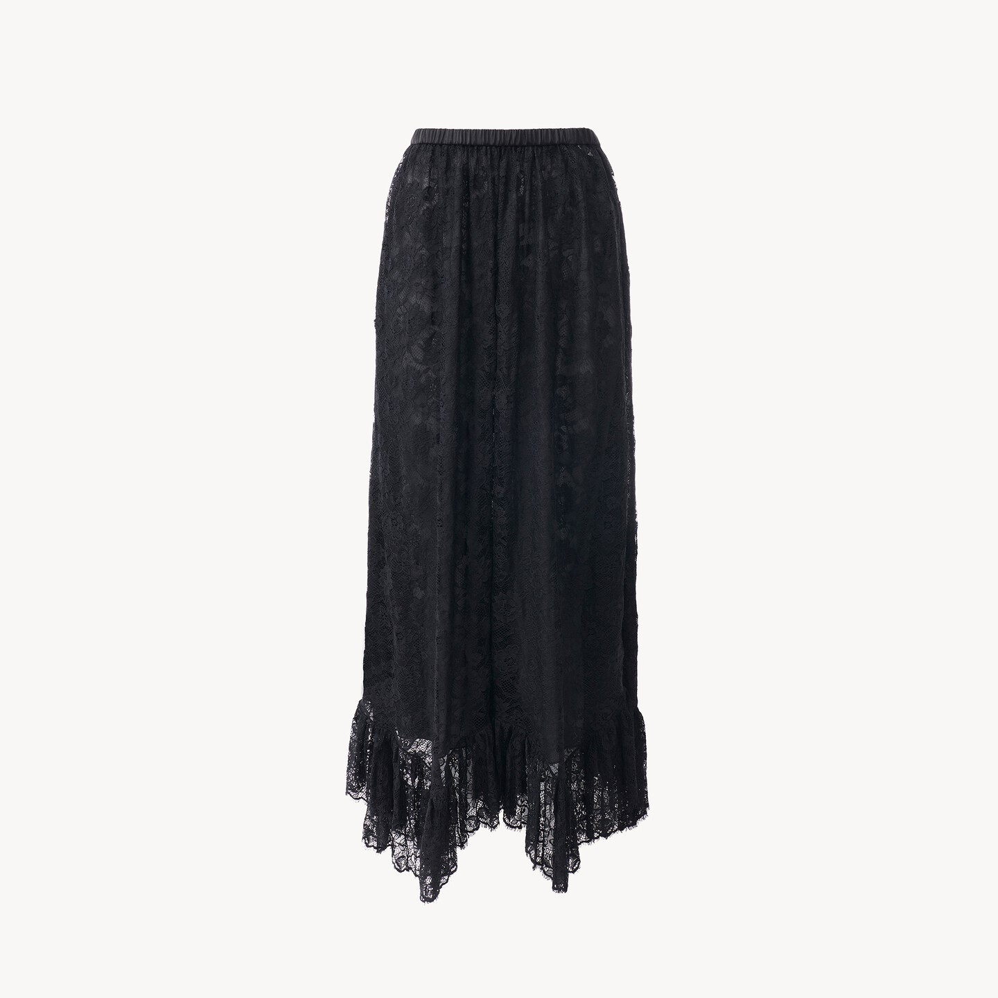 Ruffled midi skirt in floral lace jacquard - 8