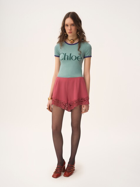 Fitted logo T-shirt in cotton-mix jersey