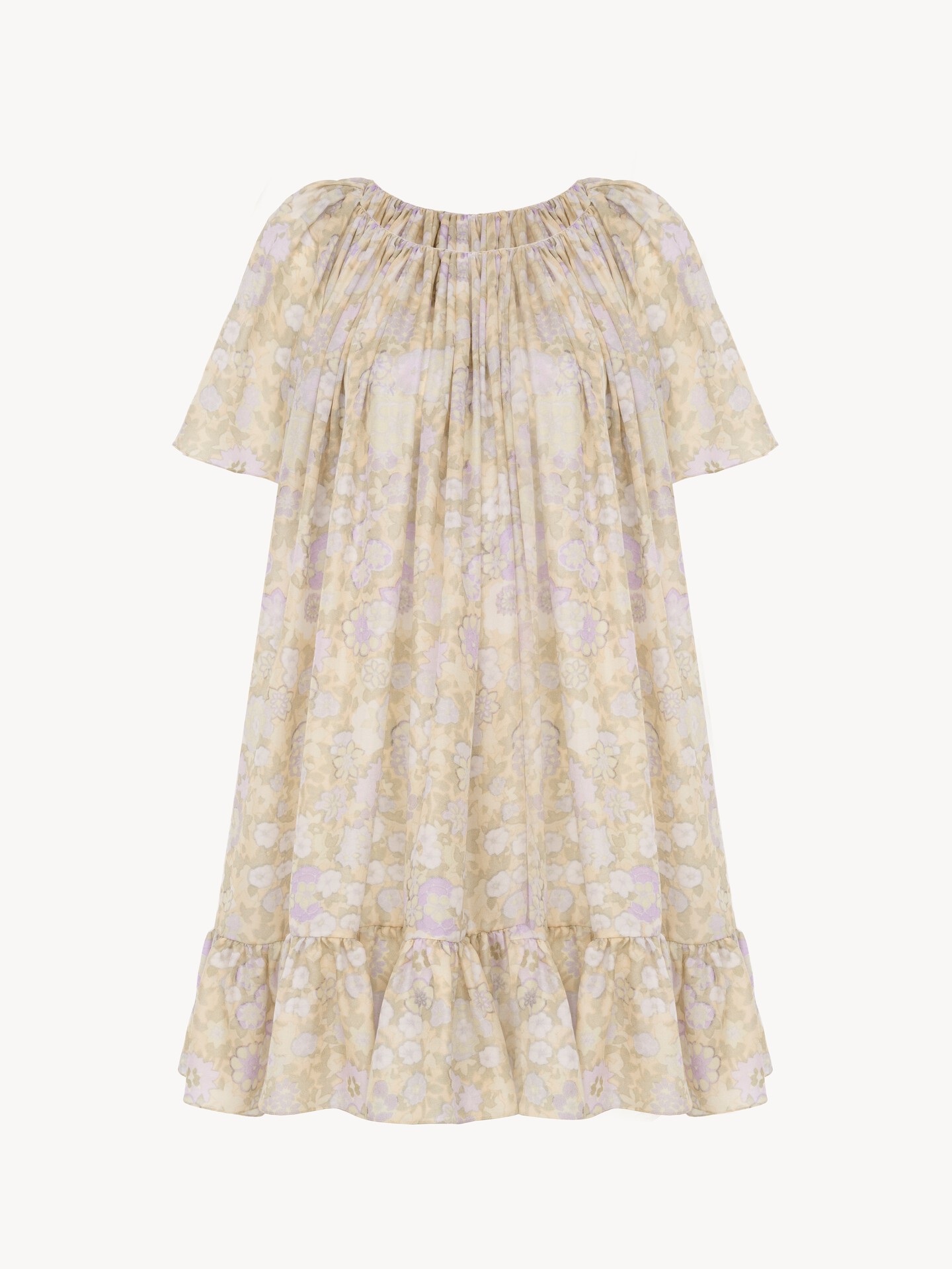 Short pleated dress in silk charmeuse - 2