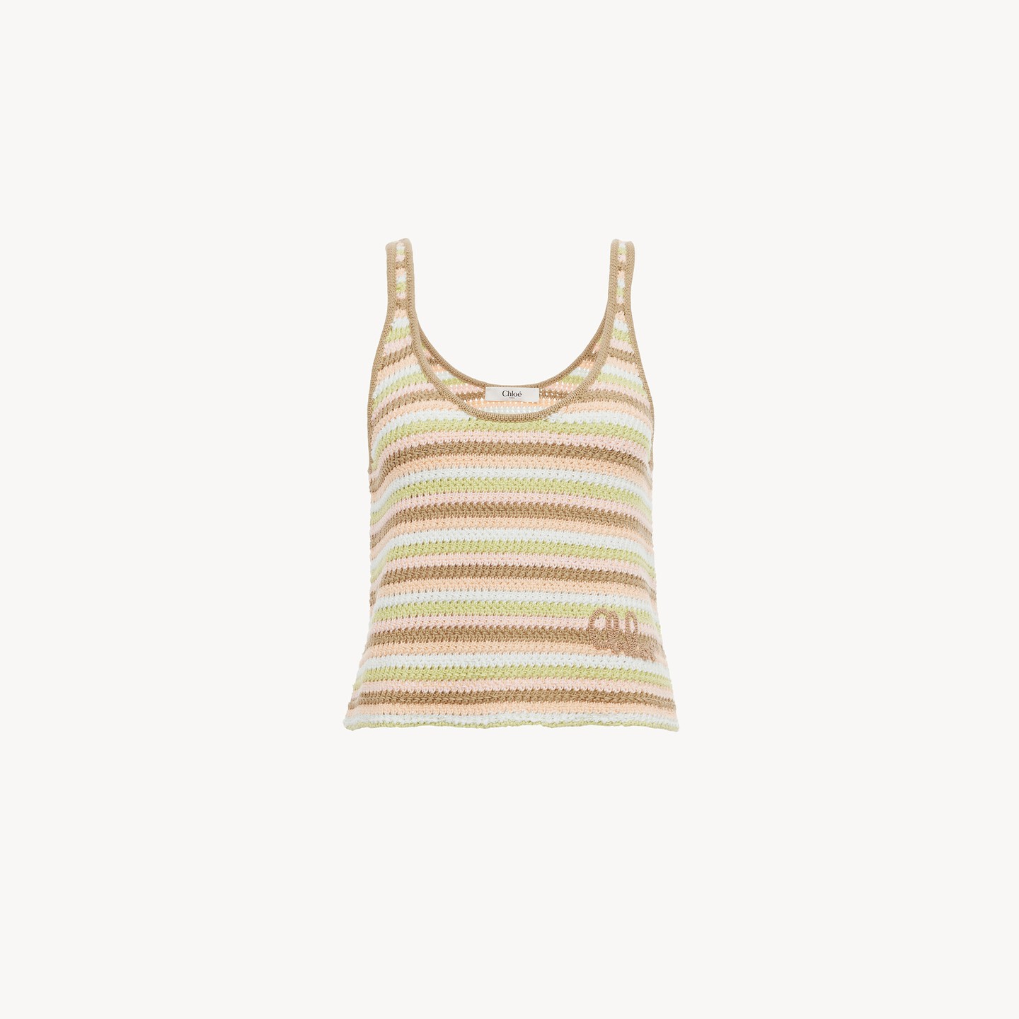 Cropped logo tank top in a cotton crochet knit - 7