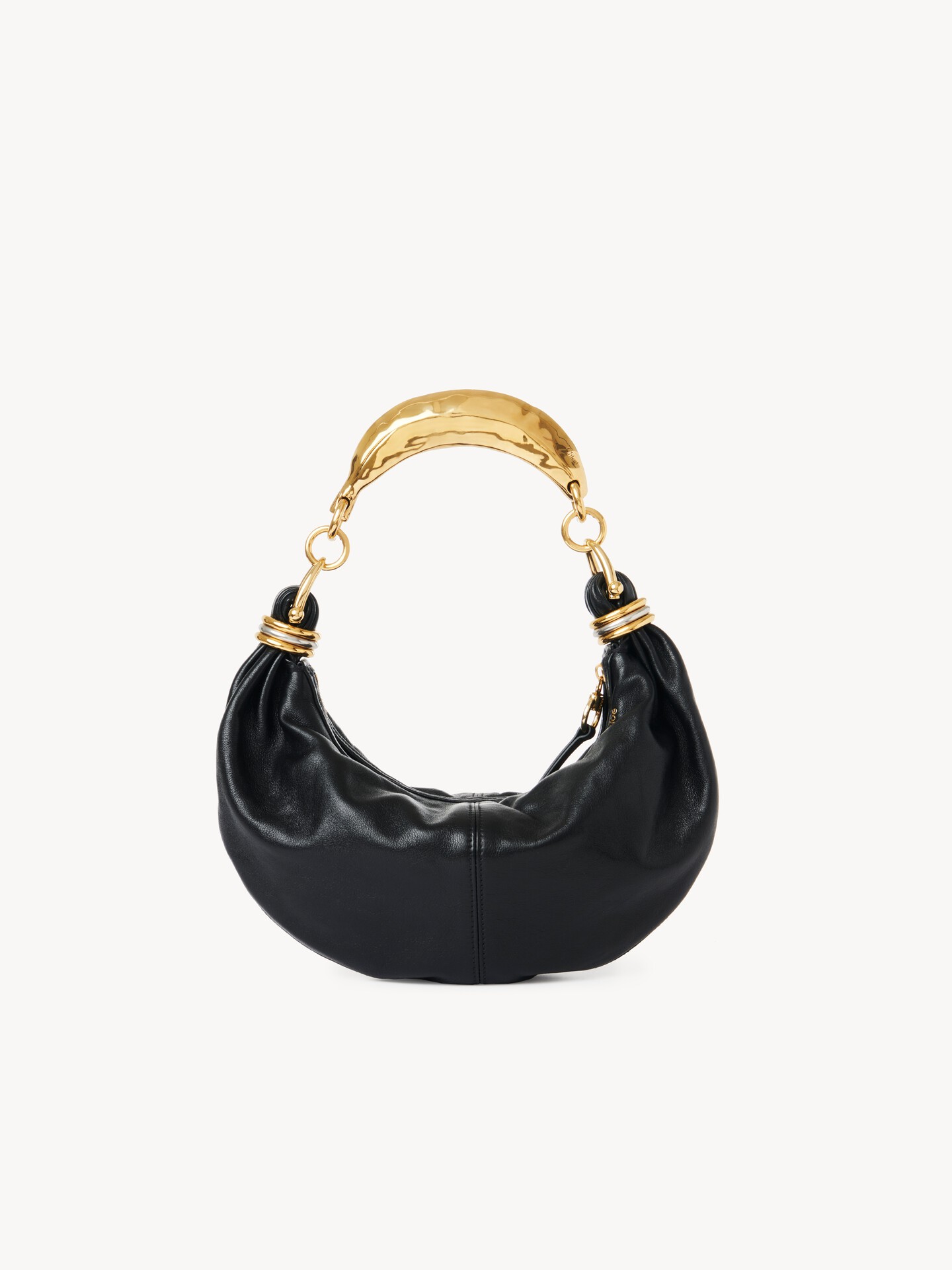 Small Bracelet Hobo Bag in grained leather - 2