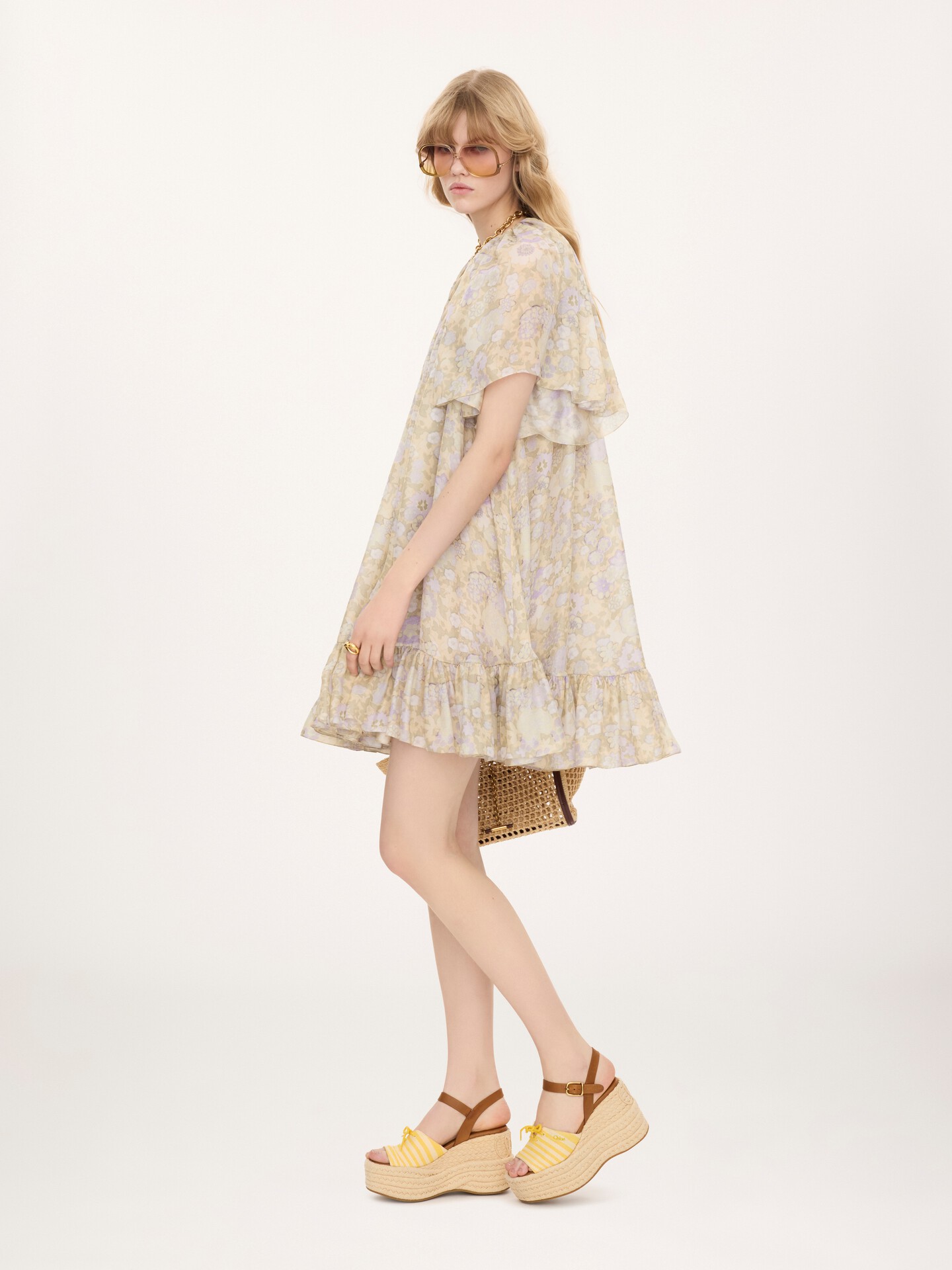 Short pleated dress in silk charmeuse - 6