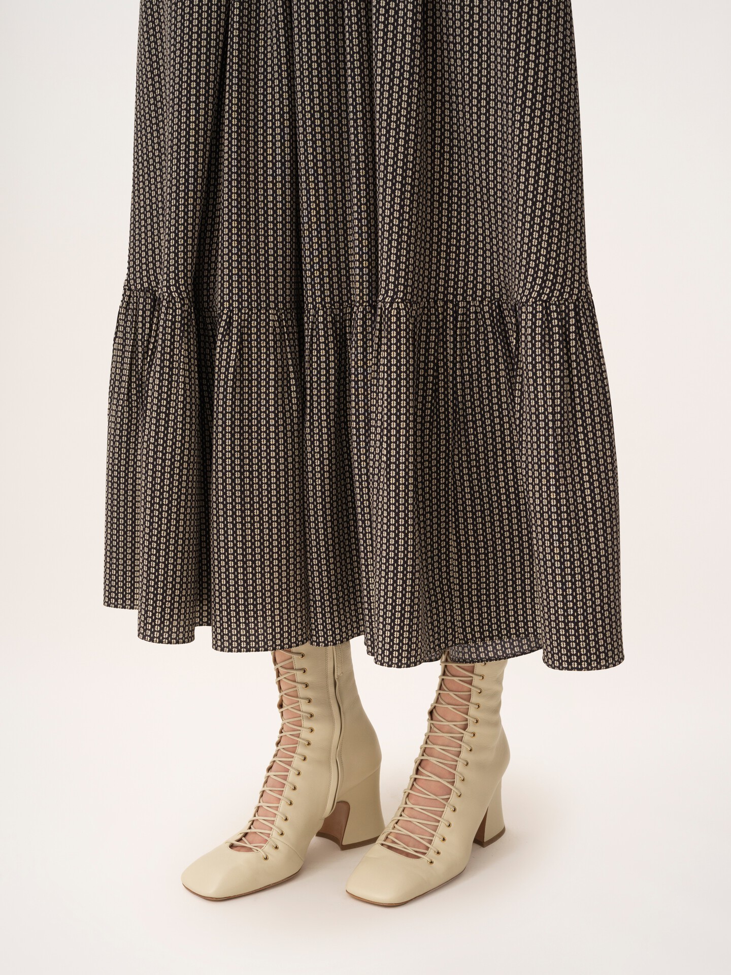 Gathered midi skirt in crêpe de chine - 7