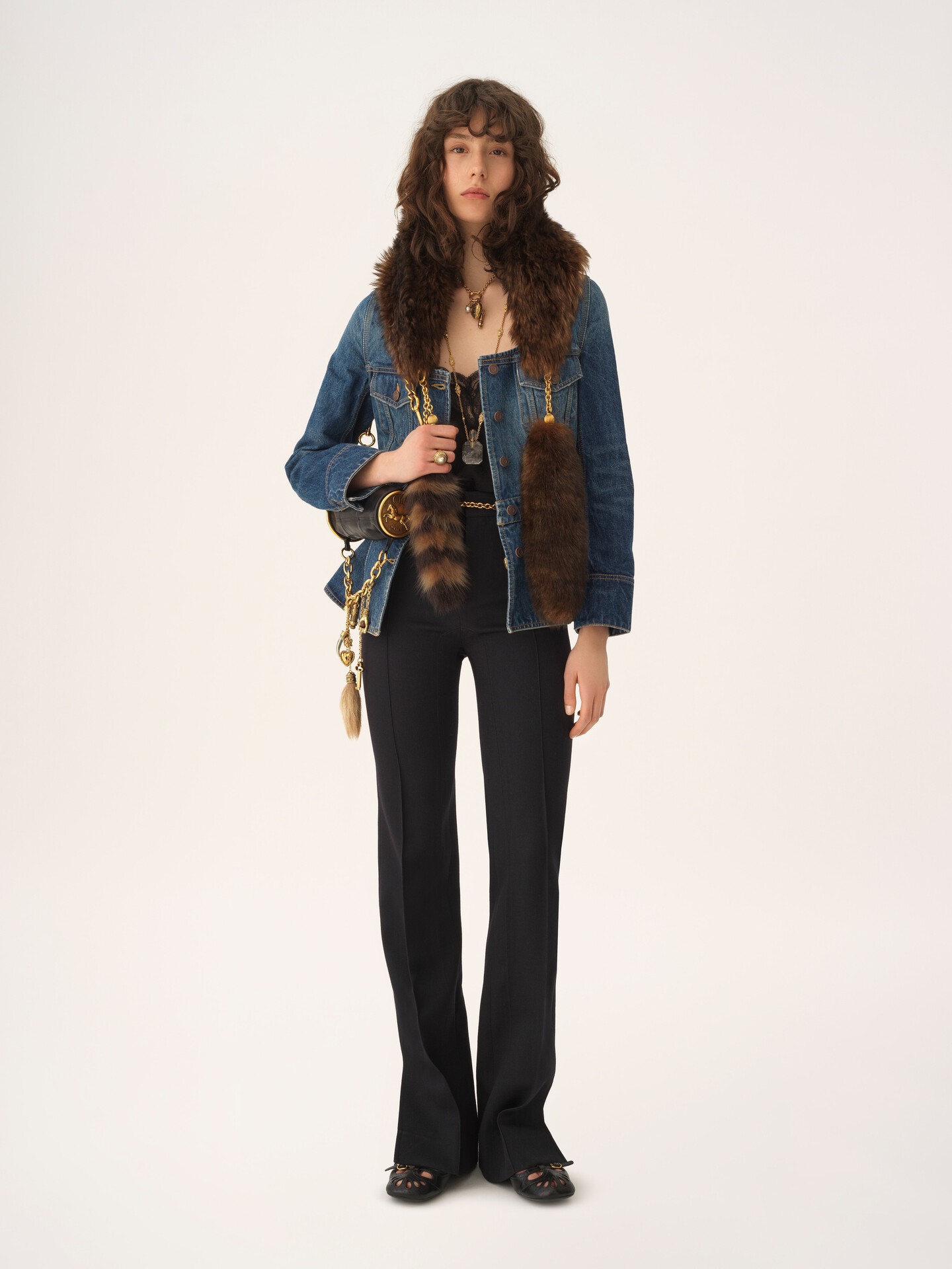 Peplum riding jacket in denim - 3