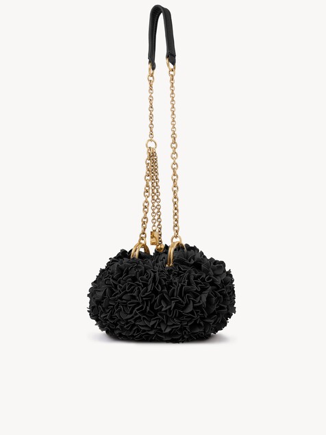 Chlo&eacute; Pliss&eacute; shoulder bag with chain in leather with flowers